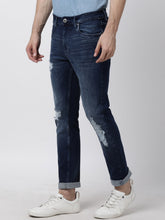 Load image into Gallery viewer, Men Blue Straight Fit Mid-Rise Highly Distressed Stretchable Jeans FD3