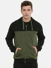 Load image into Gallery viewer, Men Olive Green &amp; Black Colourblocked Sweatshirt D45