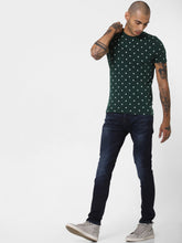 Load image into Gallery viewer, Men Green Printed Round Neck T-shirt QW3