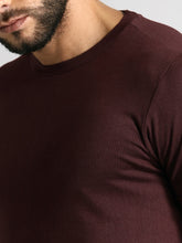 Load image into Gallery viewer, Men Maroon Striped Round Neck T-shirt AA1