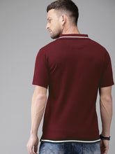 Load image into Gallery viewer, Men Maroon Solid Polo Collar T-shirt V3