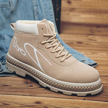 Load image into Gallery viewer, Retro Men's Letter Pattern Mixed Color Low-heel Martin Boots F1