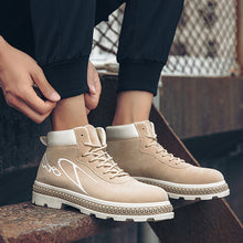 Load image into Gallery viewer, Retro Men's Letter Pattern Mixed Color Low-heel Martin Boots F1