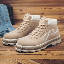 Load image into Gallery viewer, Retro Men's Letter Pattern Mixed Color Low-heel Martin Boots F1