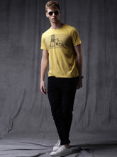 Load image into Gallery viewer, Mustard Yellow Printed Slim Fit T-shirt K3