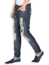 Load image into Gallery viewer, Men Blue Slim Fit Mid Rise Highly Distressed Jeans Q4