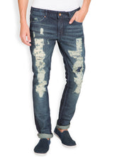Load image into Gallery viewer, Men Blue Slim Fit Mid Rise Highly Distressed Jeans Q4