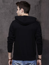 Load image into Gallery viewer, Men Black Printed Hooded Sweatshirt A4