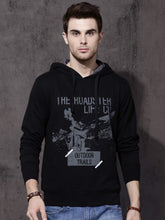 Load image into Gallery viewer, Men Black Printed Hooded Sweatshirt A4