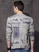 Load image into Gallery viewer, Men Grey Melange All-Over-Printed T-shirt A21