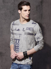 Load image into Gallery viewer, Men Grey Melange All-Over-Printed T-shirt A21