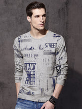 Load image into Gallery viewer, Men Grey Melange All-Over-Printed T-shirt A21