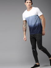 Load image into Gallery viewer, Men White &amp; Blue Ombre-Dyed Round Neck T-shirt