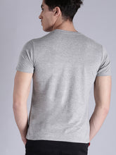 Load image into Gallery viewer, Men Grey Melange Printed Round Neck T-shirt KK3