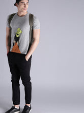 Load image into Gallery viewer, Men Grey Melange Printed Round Neck T-shirt KK3