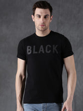 Load image into Gallery viewer, Men Black Solid Round Neck T-shirt N23