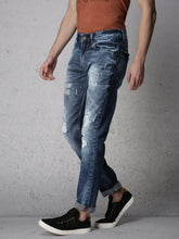 Load image into Gallery viewer, Men Blue Super Slim Fit Mid-Rise Highly Distressed Stretchable Jeans SS3