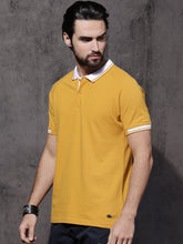 Load image into Gallery viewer, Men Yellow Polo T-shirt with Contrast Collar &amp; Cuff Tipping