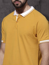 Load image into Gallery viewer, Men Yellow Polo T-shirt with Contrast Collar &amp; Cuff Tipping