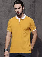 Load image into Gallery viewer, Men Yellow Polo T-shirt with Contrast Collar &amp; Cuff Tipping