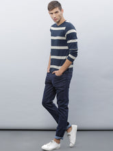 Load image into Gallery viewer, Men Navy Striped T-shirt B6