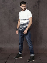 Load image into Gallery viewer, Men White Printed Henley Neck T-shirt C3
