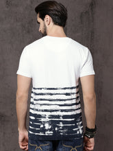 Load image into Gallery viewer, Men White Printed Henley Neck T-shirt C3
