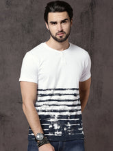 Load image into Gallery viewer, Men White Printed Henley Neck T-shirt C3
