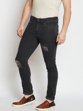 Load image into Gallery viewer, Men Black Skinny Fit Low-Rise Highly Distressed Stretchable Jeans DD3