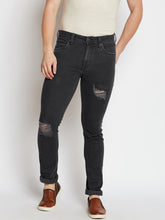 Load image into Gallery viewer, Men Black Skinny Fit Low-Rise Highly Distressed Stretchable Jeans DD3