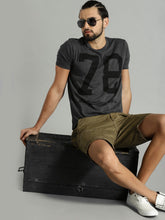 Load image into Gallery viewer, Men Charcoal Melange Printed Round Neck T-shirt