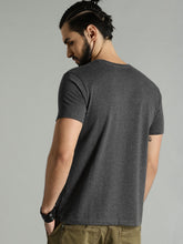 Load image into Gallery viewer, Men Charcoal Melange Printed Round Neck T-shirt