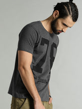 Load image into Gallery viewer, Men Charcoal Melange Printed Round Neck T-shirt
