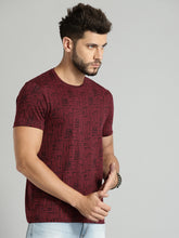 Load image into Gallery viewer, Men Maroon All-Over-Printed Round Neck T-shirt N6