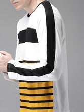Load image into Gallery viewer, Men White &amp; Black Striped Round Neck T-shirt P9