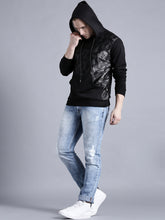 Load image into Gallery viewer, Men Black Printed Hooded Sweatshirt XD