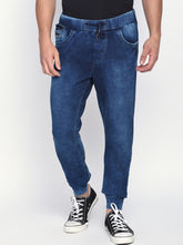 Load image into Gallery viewer, Beevee Men Blue Knitted Washed Jogger YT6