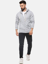 Load image into Gallery viewer, Men Grey Solid Hooded Sweatshirt S