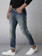 Load image into Gallery viewer, Men Blue Slim Fit Mid-Rise Highly Distressed Stretchable Jeans CC3
