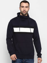 Load image into Gallery viewer, Men Navy Blue &amp; Grey Colourblocked Hooded Sweatshirt S3