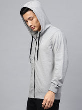 Load image into Gallery viewer, Men Grey Melange Solid Lifestyle Hooded Sweatshirt S11