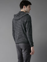 Load image into Gallery viewer, Men Charcoal Grey Solid Hooded Sweatshirt Q2