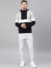 Load image into Gallery viewer, Men Black &amp; Grey Melange Colourblocked Hooded Sweatshirt NM