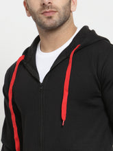 Load image into Gallery viewer, Men Black Solid Hooded Sweatshirt X4