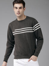 Load image into Gallery viewer, Men Charcoal Grey &amp; White Printed Sweatshirt W2