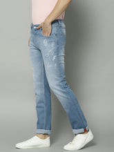Load image into Gallery viewer, Men Blue Slim Fit Mid-Rise Clean Look Stretchable Printed Jeans PO1