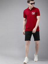 Load image into Gallery viewer, Men Red Slim Fit Solid Polo Collar T-shirt