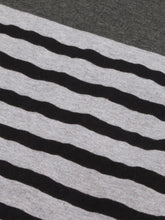 Load image into Gallery viewer, Men Grey Melange &amp; Black Striped Round Neck T-shirt