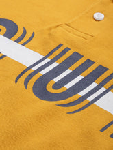 Load image into Gallery viewer, Men Mustard Yellow Printed Slim Fit Polo Collar T-shirt