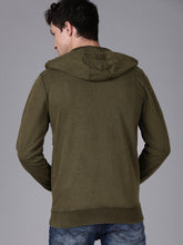 Load image into Gallery viewer, Men Olive Green Slim Fit Solid Hooded Sweatshirt C3